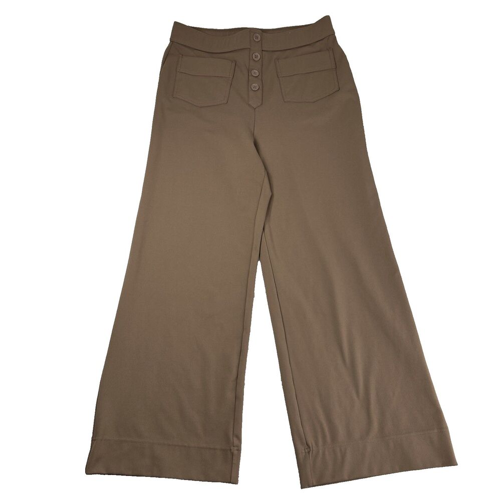 Halara Women's Pants Sz Large W32" Brown Stretch High Waisted Wide Leg Pockets